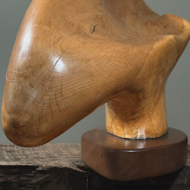 Vintage Monumental Abstract Biomorphic Modernist Wood Sculpture on Stand For Sale - Image 11 of 12