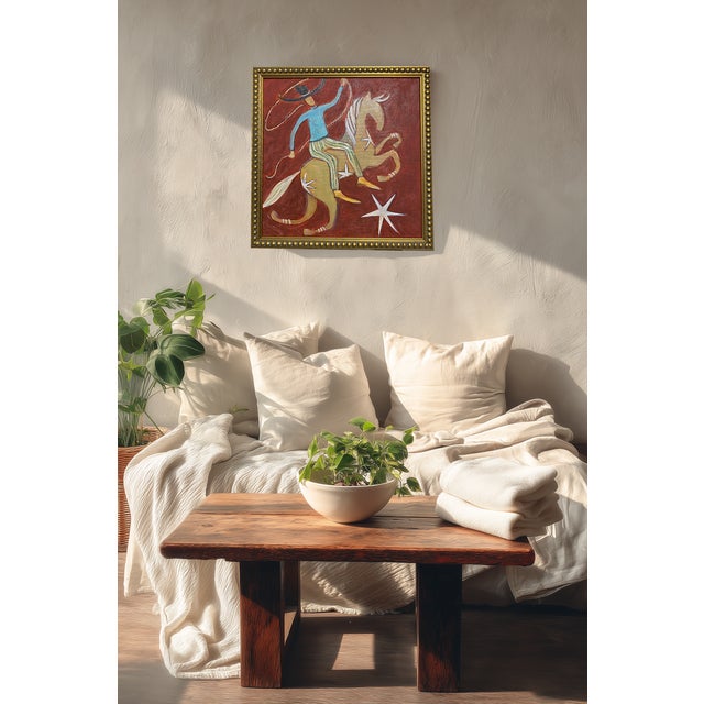 Artist: Tatiana Duperault Medium: Acrylic on canvas Size: 13" x 13" (framed) Frame: Gilded beaded wood frame Style:...