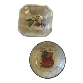 Vintage Italian Ceramic Tomato and Cherry Plates - Set of 2 For Sale