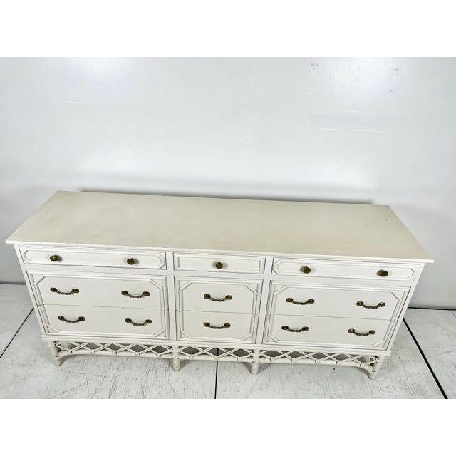 Wood Vintage Ficks Reed 72" Rattan Chest of Drawers For Sale - Image 7 of 10