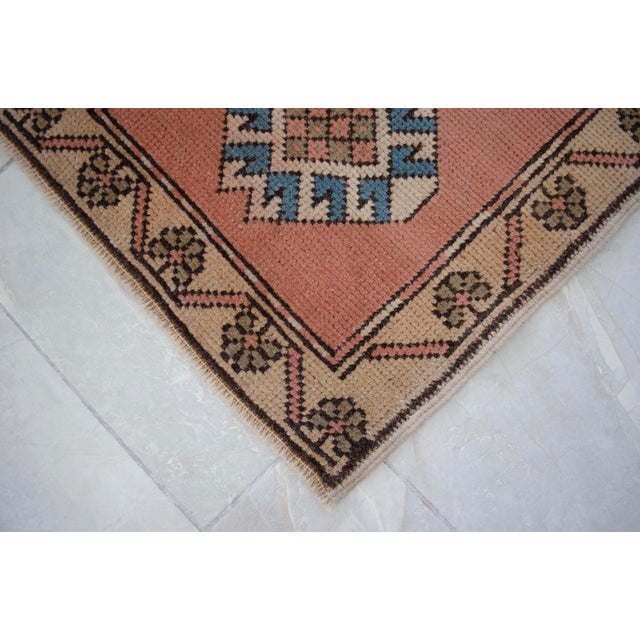 Hand Knotted Turkish Rug Low Pile Muted Small Rug Entry Decor Kitchen Mat - 21" X 40" For Sale - Image 9 of 14