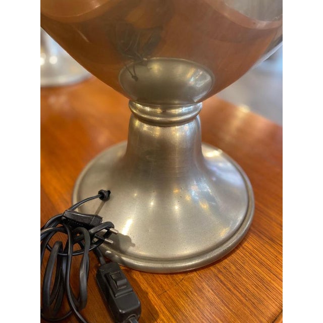Pewter Table Lamps with Large Black Lampshades, 1970, Set of 2 For Sale - Image 14 of 18