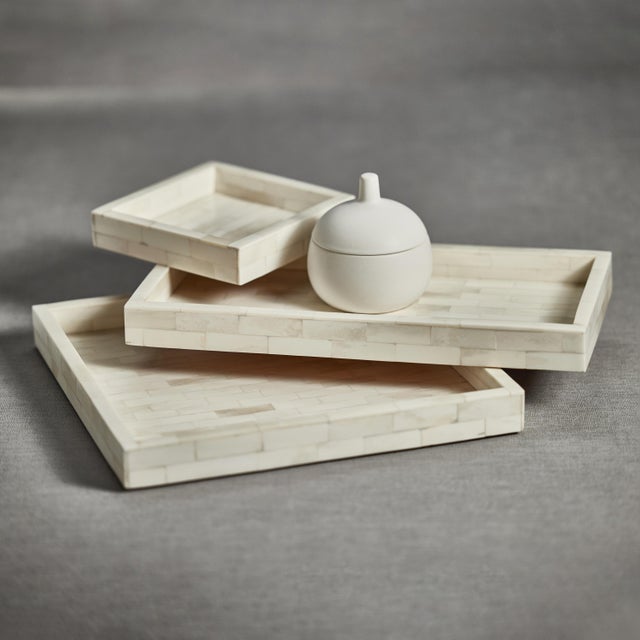 Contemporary Mahar Rectangular Bone Inlay Tray For Sale - Image 3 of 5