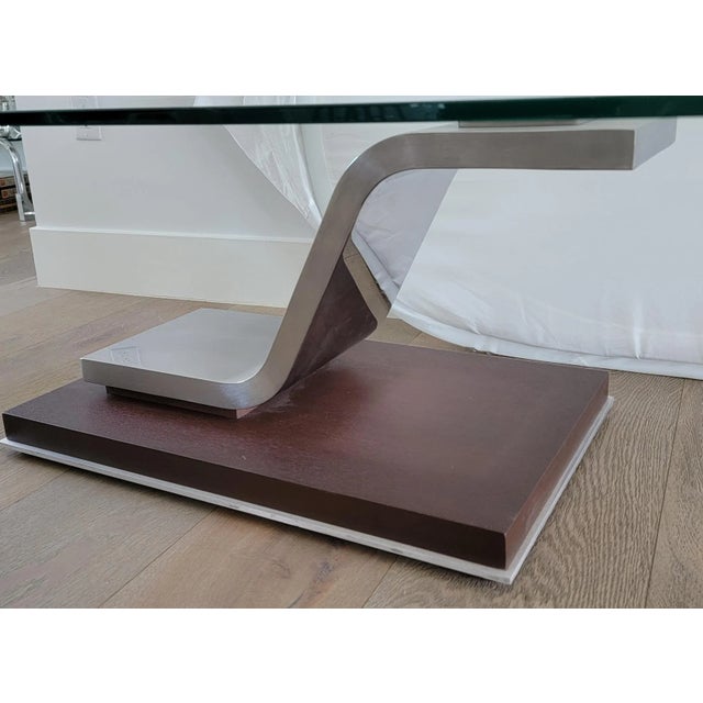 1980s Chrome and Wooden Chrome Coffee Table For Sale - Image 5 of 8