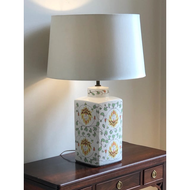 Late 20th Century Vintage Lotus Flower Ceramic Table Lamp For Sale - Image 5 of 13