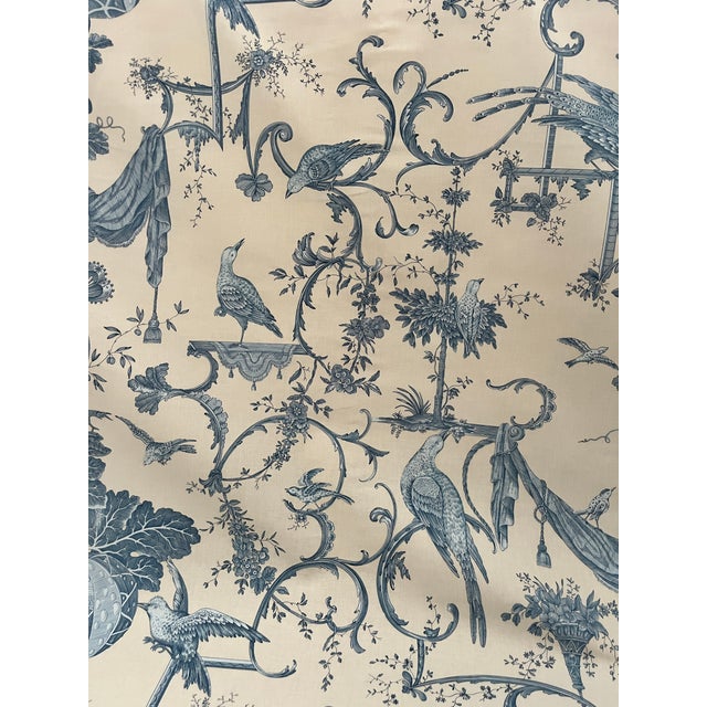 6 Yards Brunschwig & Fils “Kininvie” Blue & White Chinoiserie Linen Fabric For Sale In Jacksonville, FL - Image 6 of 8