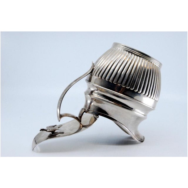 Fluted Silver Milk Jug with Half-Body Design, in Good conditions.