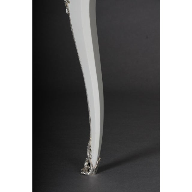 Vintage Writing Desk in High Gloss White and Silver For Sale - Image 16 of 18