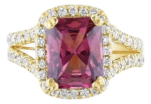 4.01 Carat Tourmaline Diamond Yellow Gold Cocktail Ring, Size 7