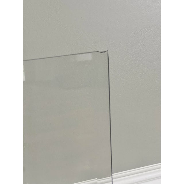 Mid Century Maison Jansen Style Two Tier Brass and Chrome Glass Square Tables, Pair For Sale - Image 11 of 12