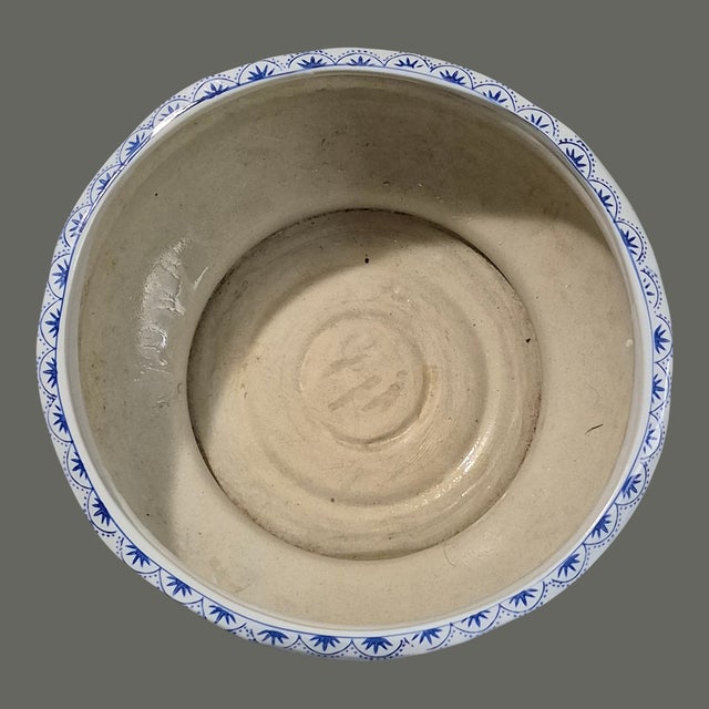 Ceramic Vintage Large Bonsai Succulent Jardinière Planter Asian Blue Floral Motif For Sale - Image 7 of 12