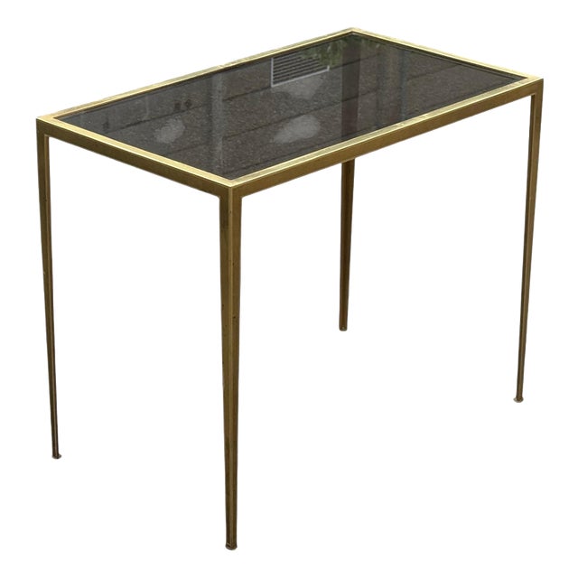 Side Table in Brass with Toned Glass, 1960s For Sale