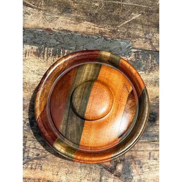 Vintage Inlay Wood Round Lidded Box For Sale - Image 10 of 12