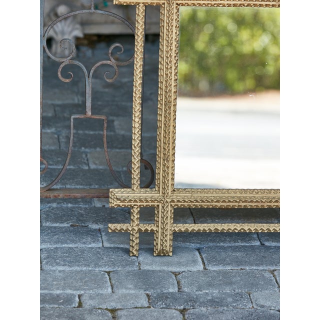 Wood Tramp Art Gilded Mirror with Hand-Carved Frame, circa 1920 For Sale - Image 7 of 12