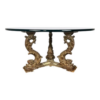 19th C. Italian Giltwood Tripod Table W/ Glass Top For Sale