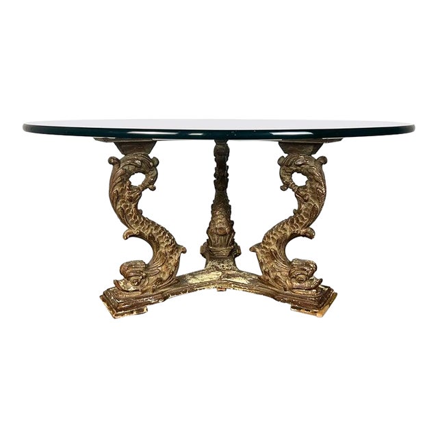 19th C. Italian Giltwood Tripod Table W/ Glass Top For Sale