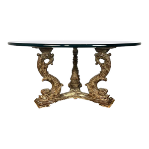 19th C. Italian Giltwood Tripod Table W/ Glass Top