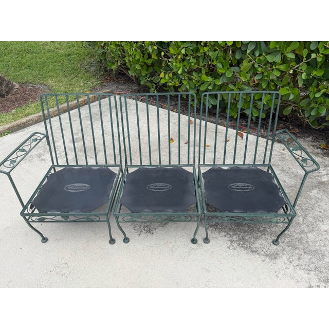 Meadowcraft Vintage 74” Meadowcraft 3-Piece Modular Wrought Iron Garden Sofa For Sale - Image 4 of 12