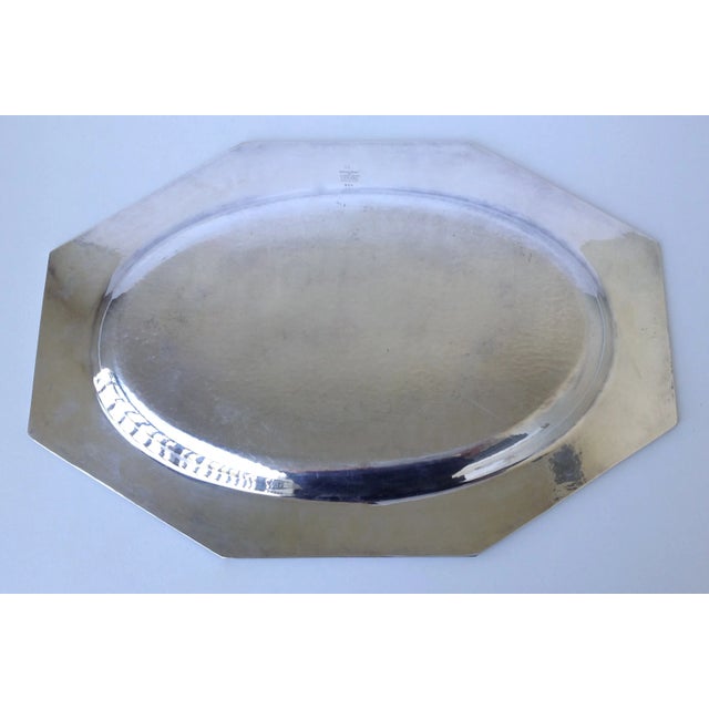 Silverplate Hammered Octagonal Server Tray For Sale - Image 9 of 11