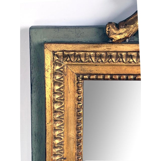 1950s Borghese Italian Neoclassical Style Giltwood Mirror With Exuberant Crest For Sale - Image 5 of 8
