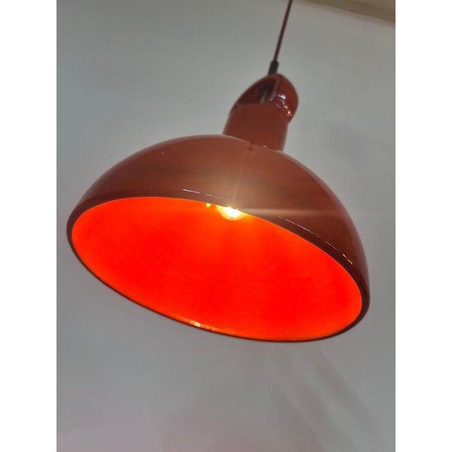 Red Ceramic Hanging Lamp For Sale - Image 3 of 11