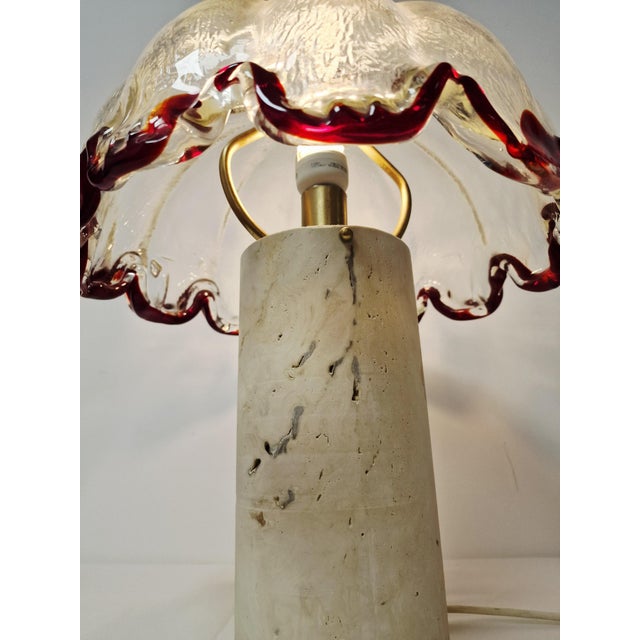Glass Travertine Marble and Glass Table Lamp from La Murrina, 1970s For Sale - Image 7 of 10