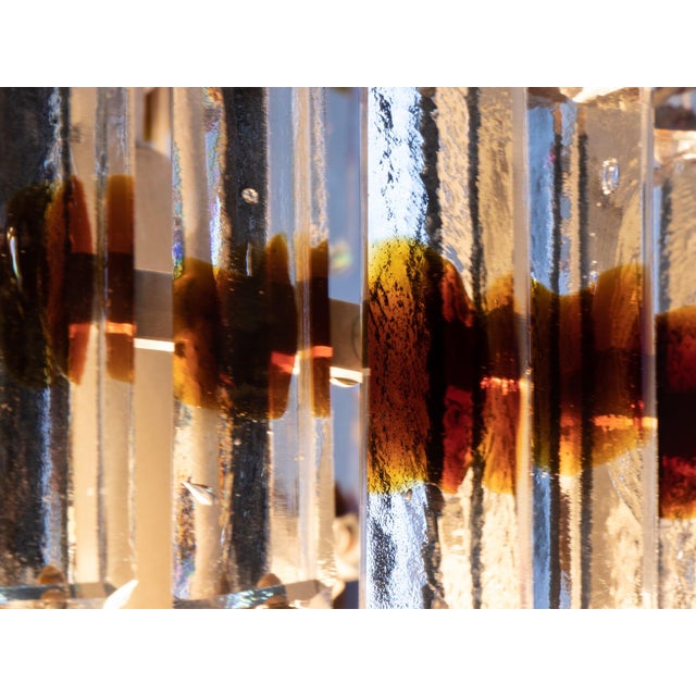 Brown 5-Tier Triedi Chandelier with Amber Murano Glass Prisms, 1960s For Sale - Image 8 of 14