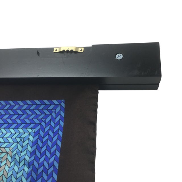 Brown Pure Silk Twill Pierre Cardin Vintage Scarf With Wall Hanging Scarf Holder For Sale - Image 8 of 8