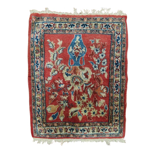 Red Persian Kashan Mat rug no. r3281 For Sale