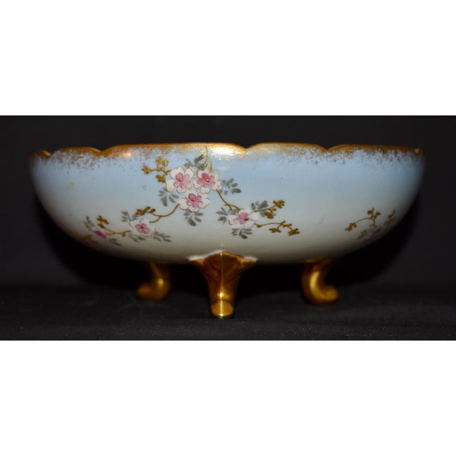 Limoges France Porcelain Colander Antique Berry Bowl Footed Strainer Gilt For Sale - Image 12 of 15
