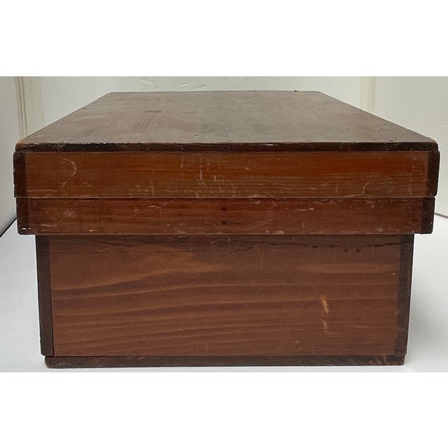 1930s Antique Japanese Lidded Wooden Storage Box With Calligraphy For Sale - Image 5 of 9