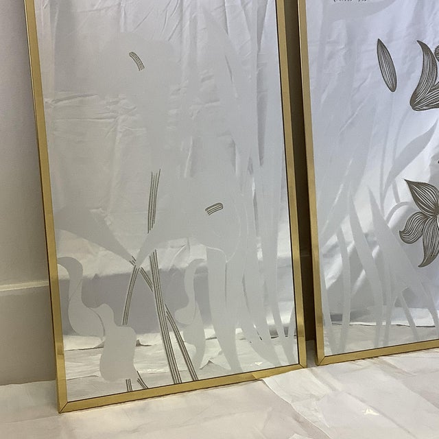 1970s Engraved Art Nouveau Style Mechanical Mirror Works Floral