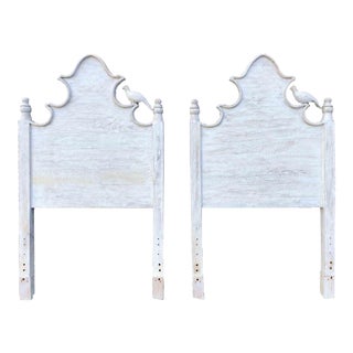 Vintage Rustic Claudette Carved Bird Twin Headboards by Ballard Designs - a Pair For Sale