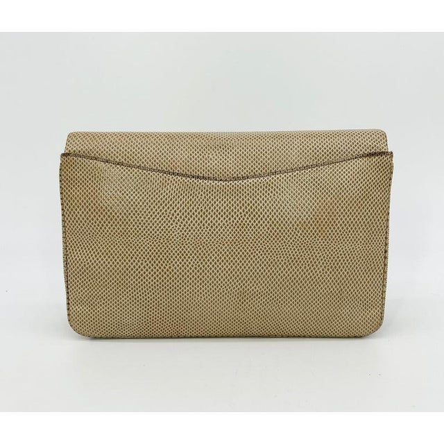 1980s Judith Leiber Vintage Tan Lizard Antique Silver Deco Rhinestone Clutch For Sale - Image 5 of 11