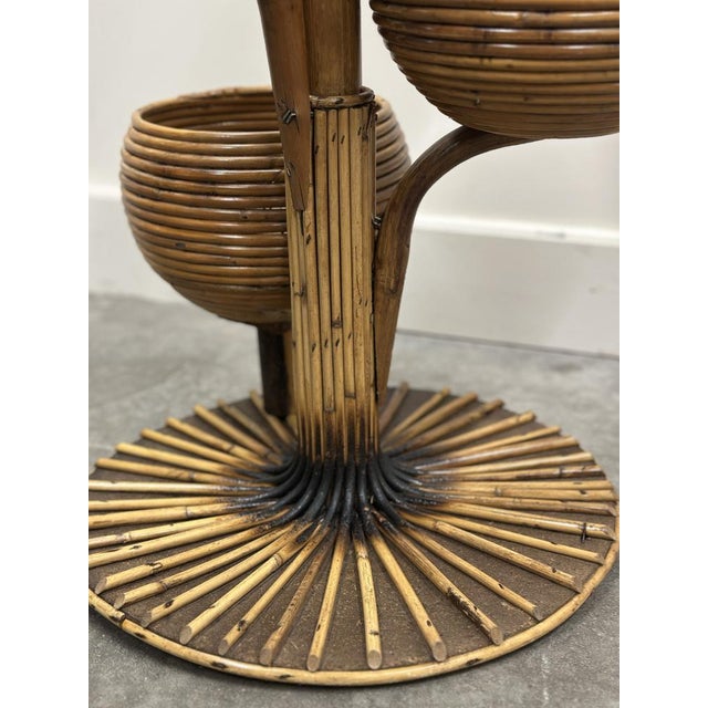 Italian Bamboo Multi-Tier Plant Stand with Sculptural Bowls, 1960s For Sale - Image 10 of 13