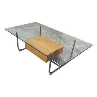 Tubular Glass and Wood Coffee Table with Drawer from Ikea, 1990s For Sale