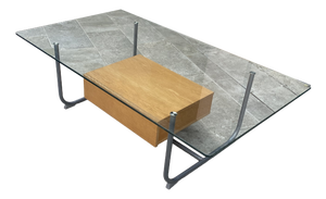 Tubular Glass and Wood Coffee Table with Drawer from Ikea, 1990s