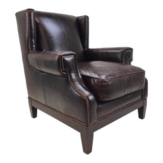 Transitional Hooker Burgundy Leather Club Chair For Sale