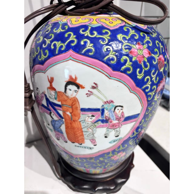 Chinese 1990s Chinese Famille Rose Porcelain Jar Table Lamp - a Pair For Sale - Image 3 of 12