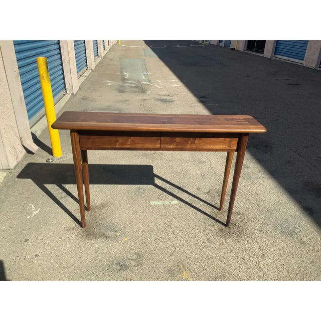 Modern Mid Century Style Solid Walnut Console For Sale In San Diego - Image 6 of 6