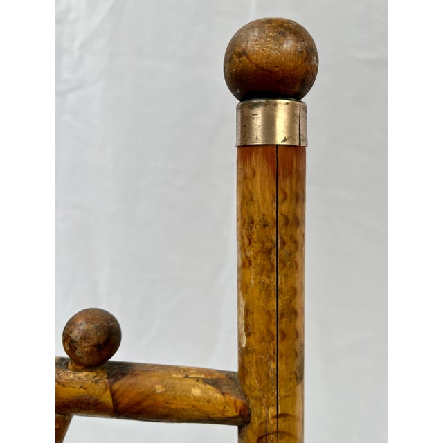 Mid 20th Century Vintage Scorched Bamboo Folding Floor Easel For Sale - Image 5 of 11