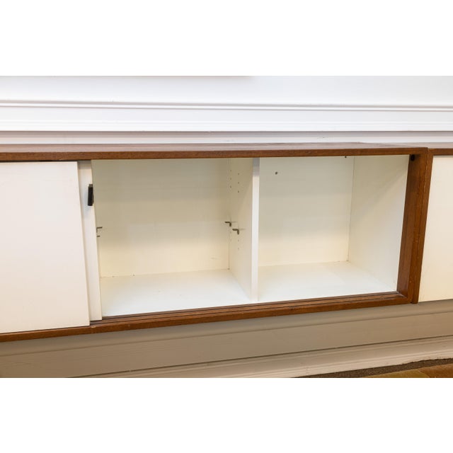 Pair of Vintage 1960s Florence Knoll Floating Credenzas Walnut & White Laminate For Sale - Image 15 of 15