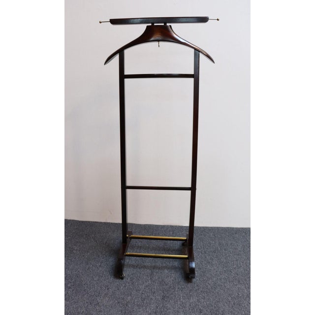 Vintage Fratelli Reguitti Dark Mahogany and Brass Valet in Style of Ico Parisi For Sale In New York - Image 6 of 12