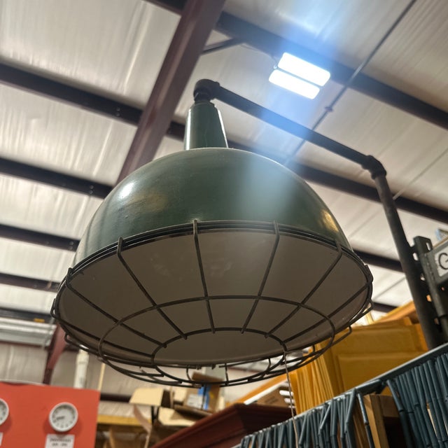 Up for consideration is a beautiful large industrial green overhead light. This would look lovely in your home and it is a...