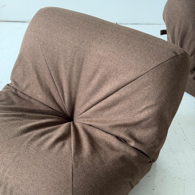 c. 1970s. France. Price is for the set. Contact us if you’d like to purchase a single item. Upholstered in brown chevron...