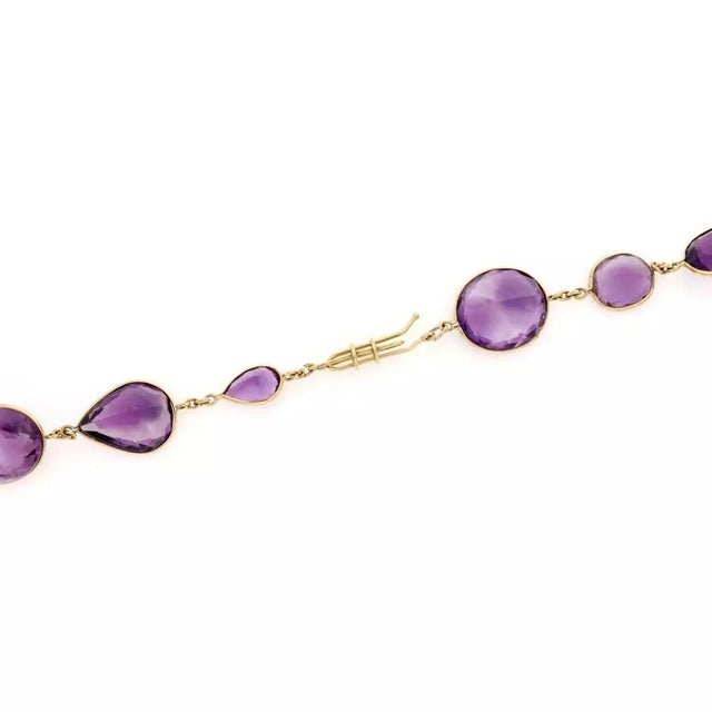 Estate 371Carats Amethyst Assorted Shape Size All Around 18k Gold Necklace 37" L For Sale - Image 4 of 5