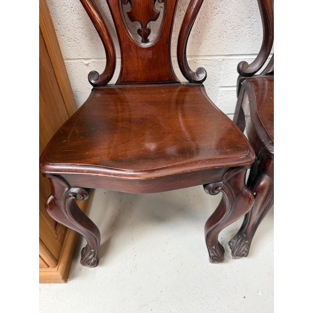 Antique Mahogany Hall Chairs, 1890s, Set of 2, in Very Good conditions. Designed 1890 to 1919