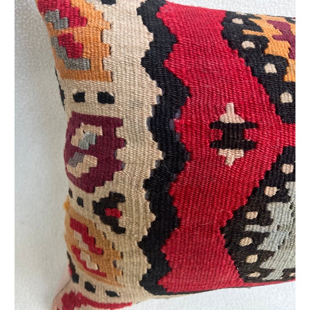 Red Three Pillows Upholstered With Kilim Weave For Sale - Image 8 of 10