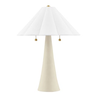 Mitzi Alana 2-Light Table Lamp, Aged Brass/Ceramic Antique Ivory For Sale