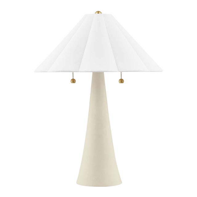 Mitzi Alana 2-Light Table Lamp, Aged Brass/Ceramic Antique Ivory For Sale